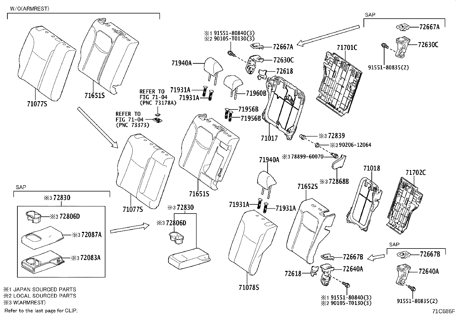 71017-0A160 FRAME SUB-ASSY, REAR SEAT BACK, RH product image