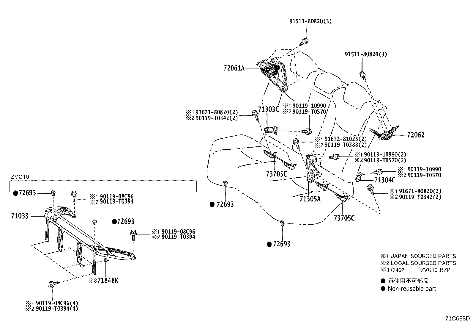 71017-0A160 FRAME SUB-ASSY, REAR SEAT BACK, RH product image