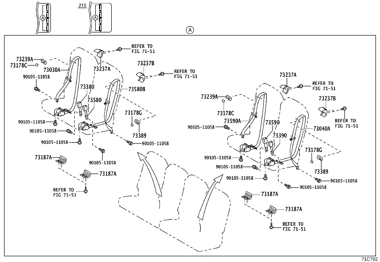 73390-36040-C0 BELT ASSY, RR SEAT, INNER product image