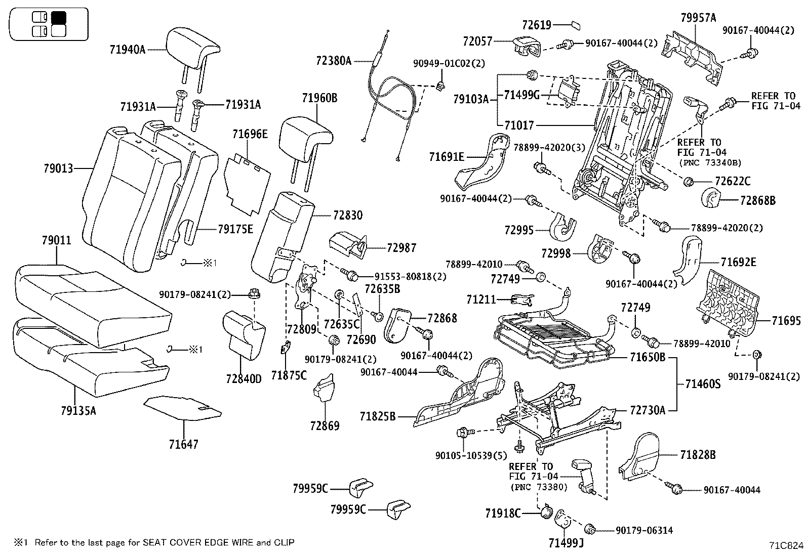 79103-52040 FRAME SUB-ASSY, NO.1 SEAT BACK, RH product image