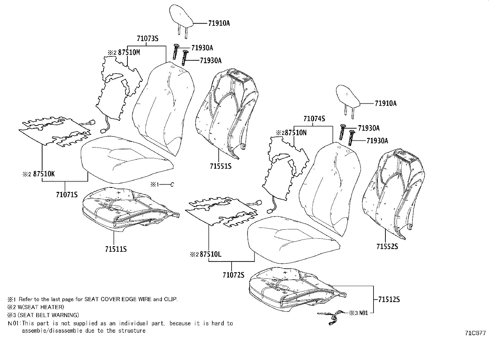 71502-0E080 PAD, FRONT SEAT CUSHION, LH (FOR SEPARATE TYPE) product image
