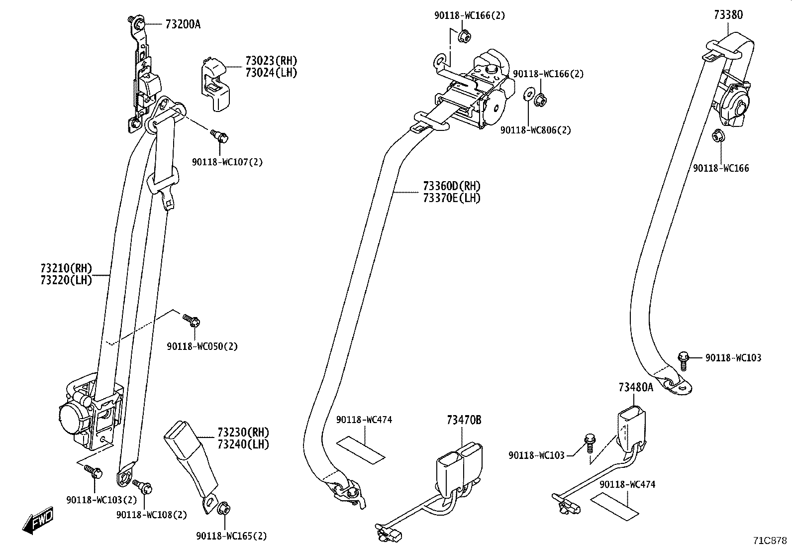 73230-WC004 BELT ASSY, FRONT SEAT INNER, LH product image
