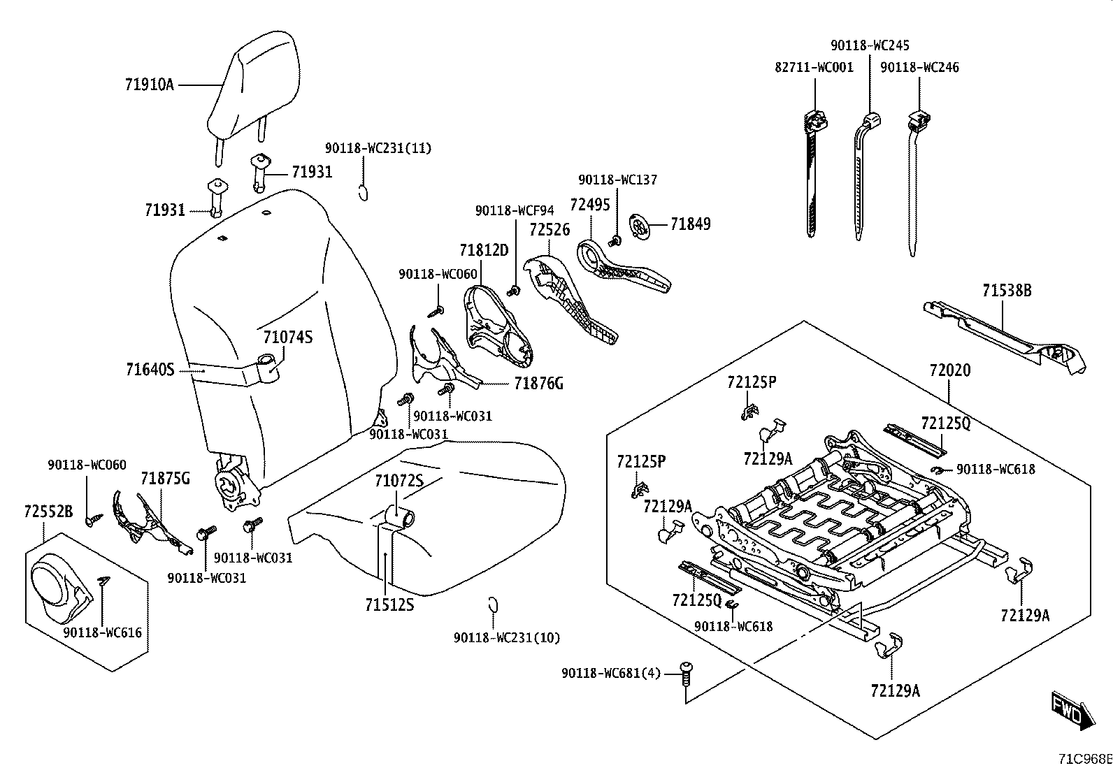71640-WC002 SPRING ASSY, FRONT SEAT BACK, LH(FOR SEPARATE TYPE) product image