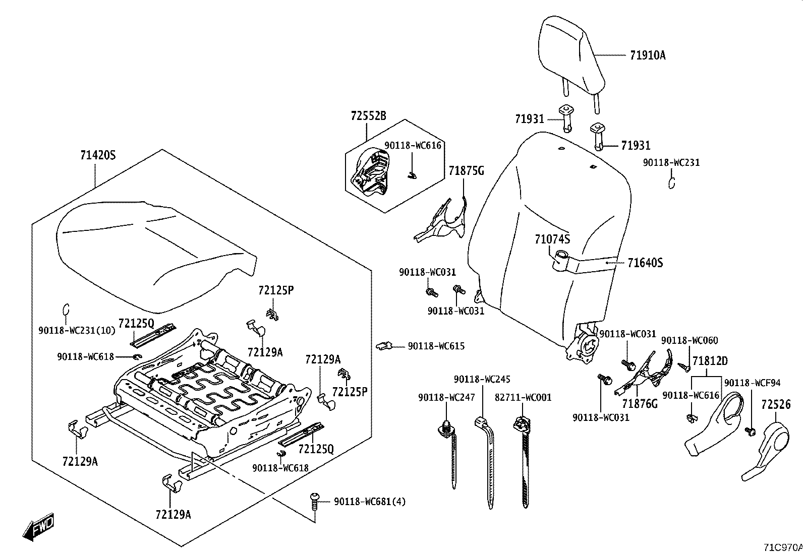 71640-WC002 SPRING ASSY, FRONT SEAT BACK, LH(FOR SEPARATE TYPE) product image