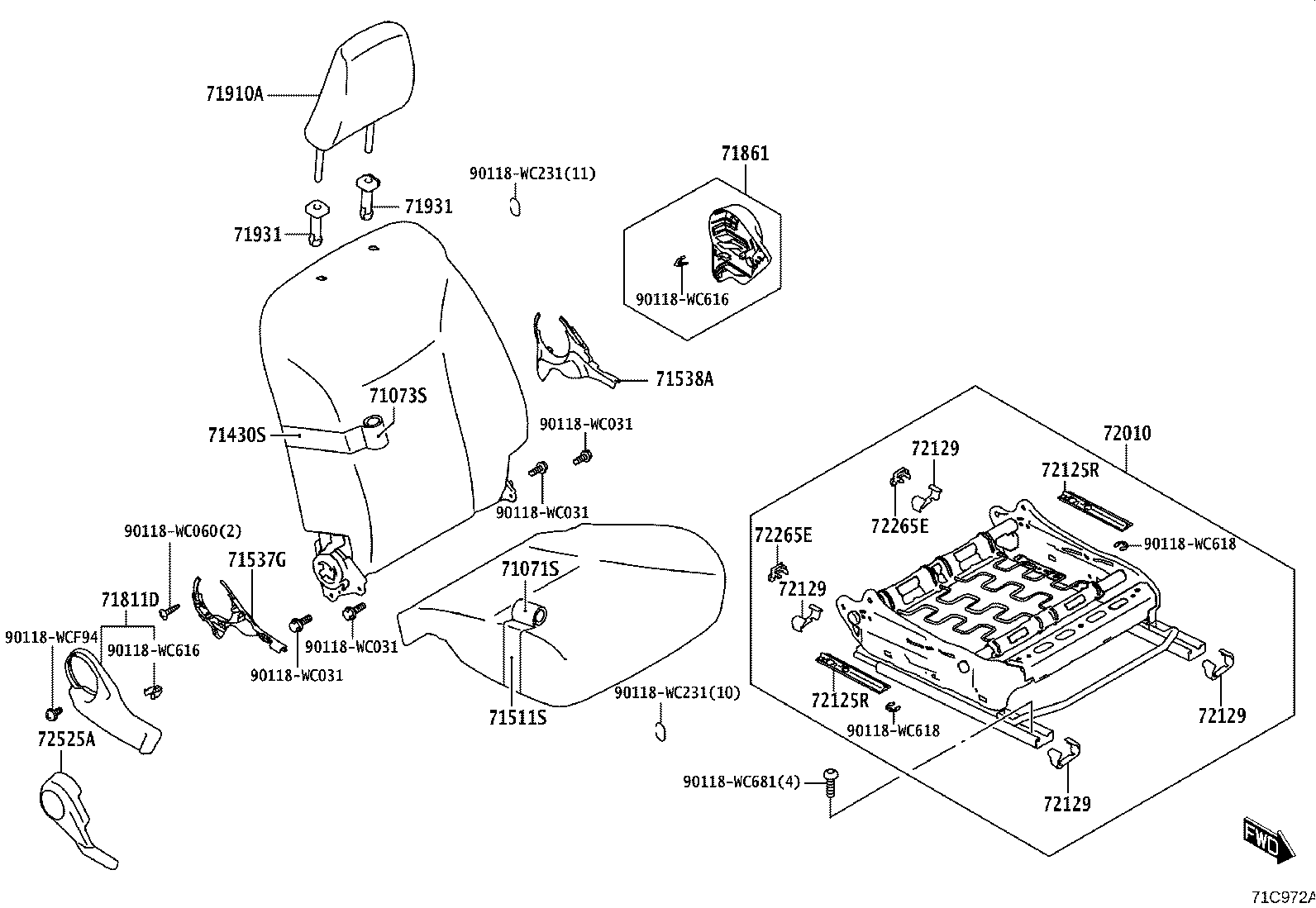 71640-WC002 SPRING ASSY, FRONT SEAT BACK, LH(FOR SEPARATE TYPE) product image