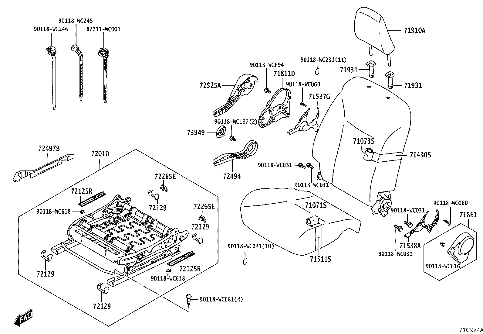 71640-WC002 SPRING ASSY, FRONT SEAT BACK, LH(FOR SEPARATE TYPE) product image