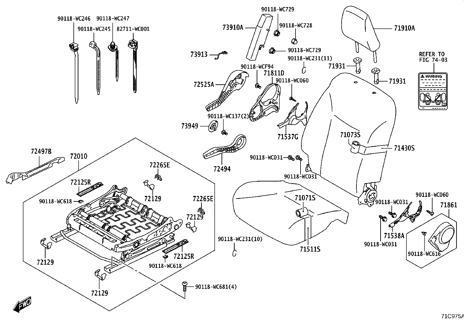 71640-WC002 SPRING ASSY, FRONT SEAT BACK, LH(FOR SEPARATE TYPE) product image