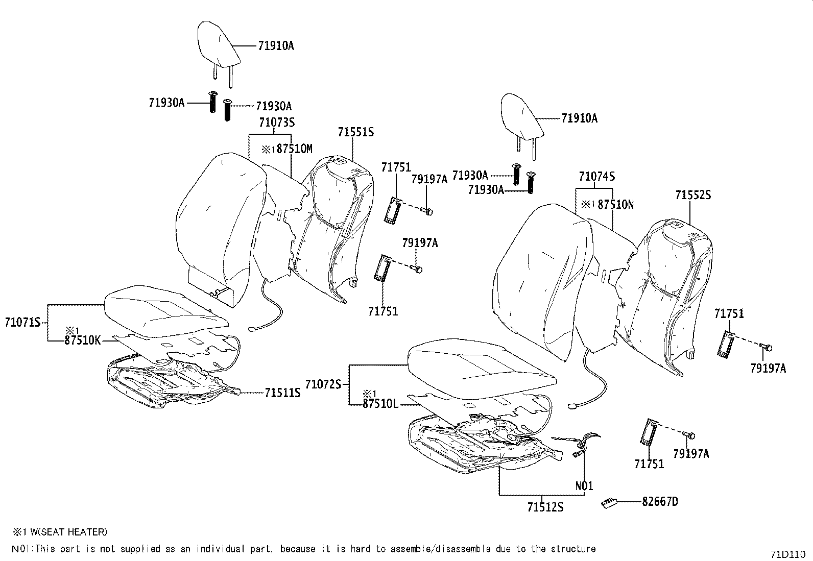71013-52480 FRAME SUB-ASSY, FRONT SEAT BACK, RH product image