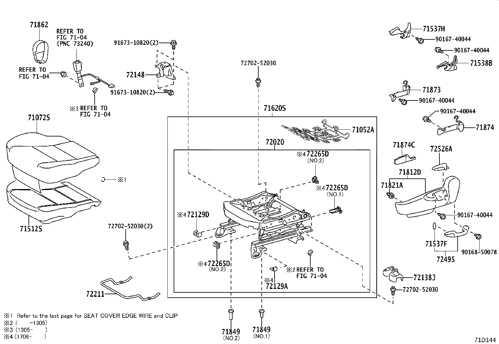 71502-52091 PAD, FRONT SEAT CUSHION, LH (FOR SEPARATE TYPE) product image