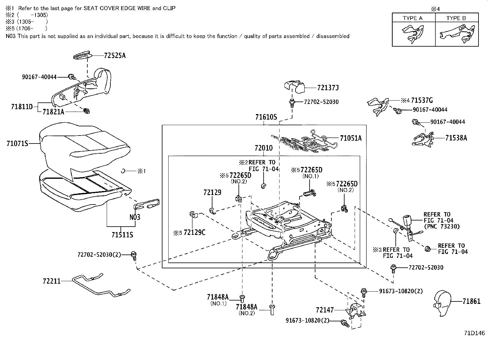71502-52091 PAD, FRONT SEAT CUSHION, LH (FOR SEPARATE TYPE) product image