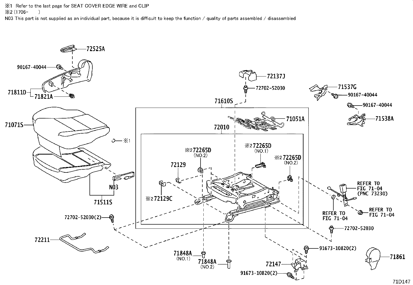 71502-52091 PAD, FRONT SEAT CUSHION, LH (FOR SEPARATE TYPE) product image