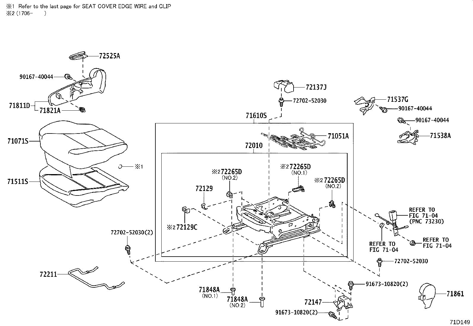 71502-52091 PAD, FRONT SEAT CUSHION, LH (FOR SEPARATE TYPE) product image