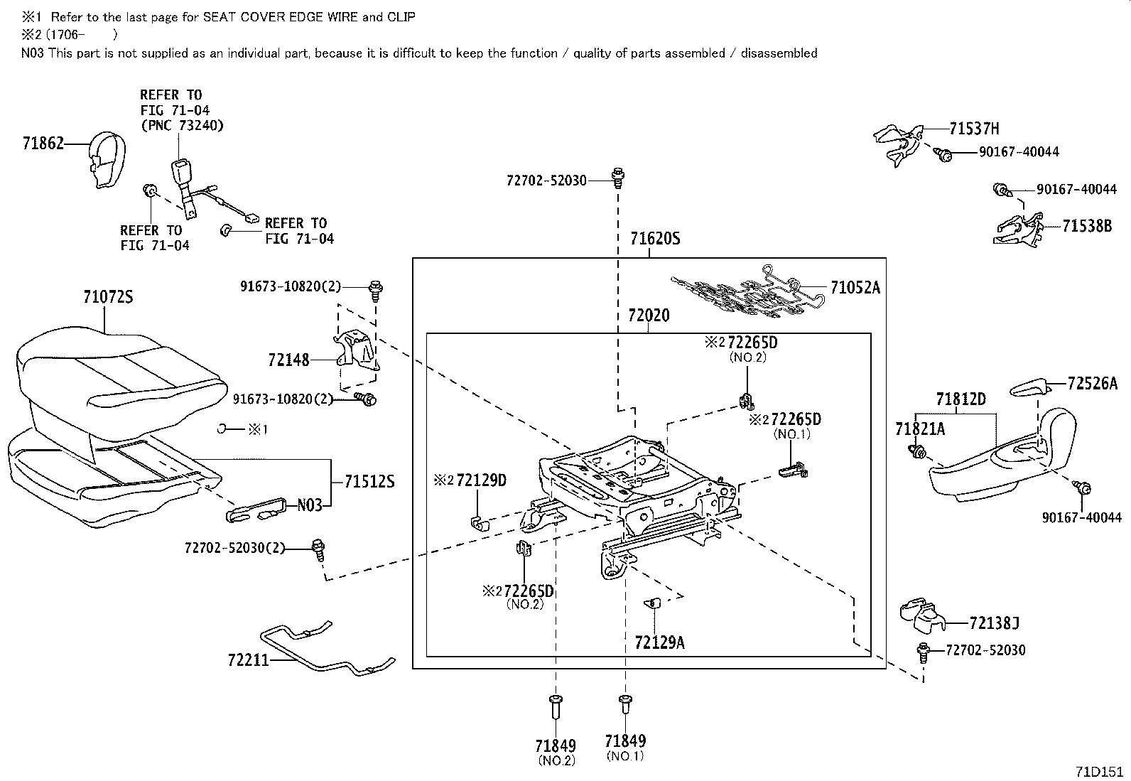 71502-52091 PAD, FRONT SEAT CUSHION, LH (FOR SEPARATE TYPE) product image