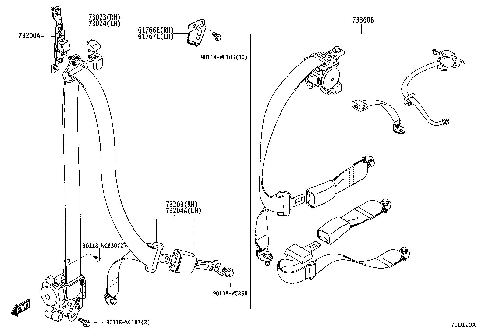 73200-WC002 ADJUSTER ASSY, FRONT SHOULDER BELT ANCHOR product image