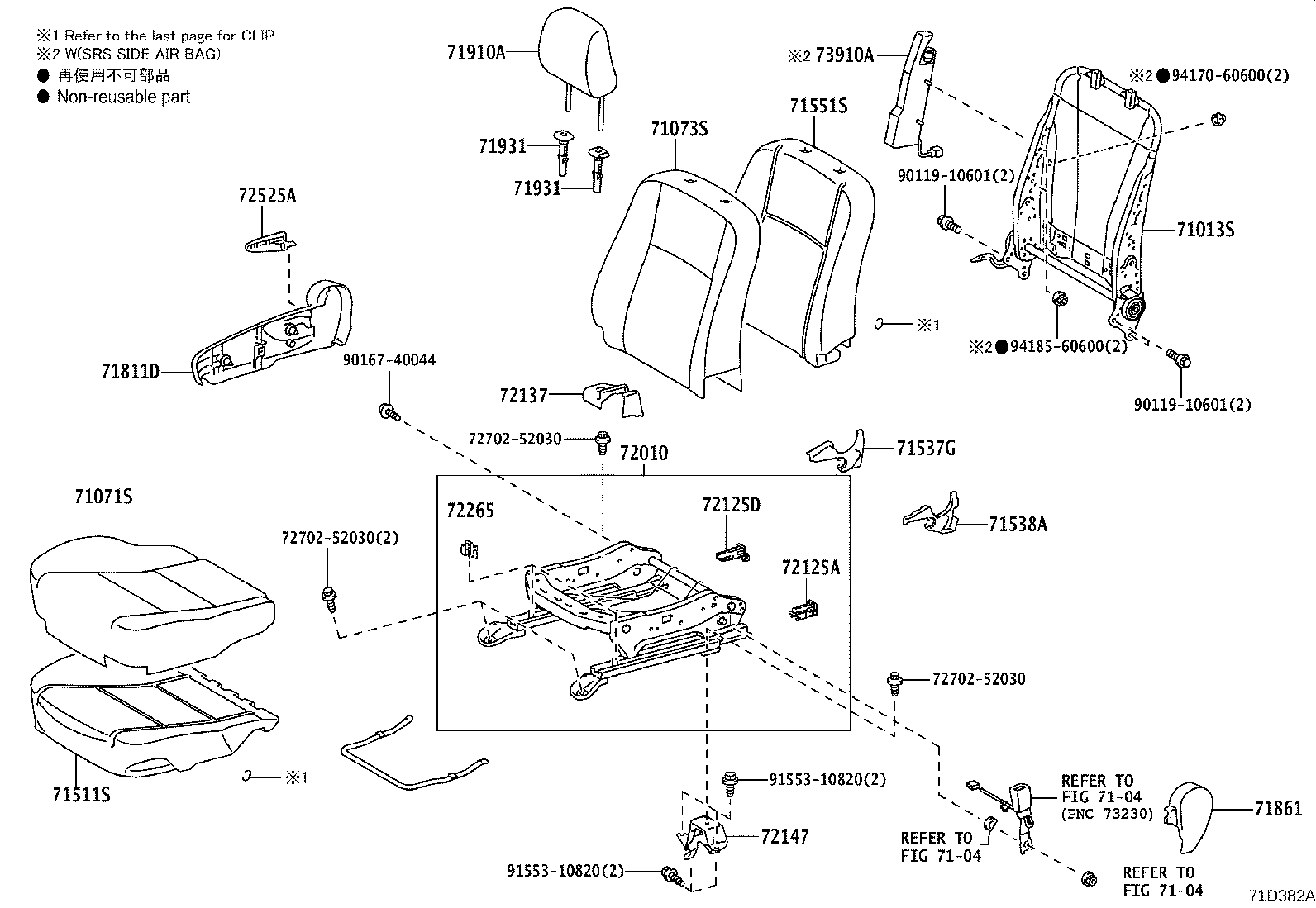 71501-0D340 PAD, FRONT SEAT CUSHION, RH(FOR SEPARATE TYPE) product image