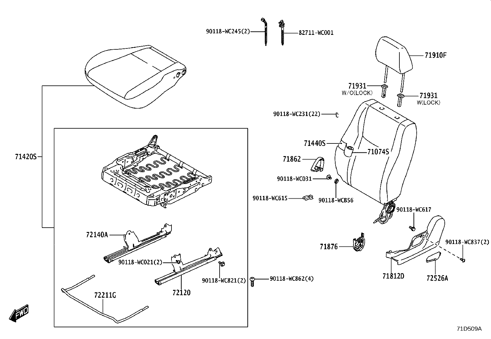 71630-WC005 SPRING ASSY, FRONT SEAT BACK, RH product image