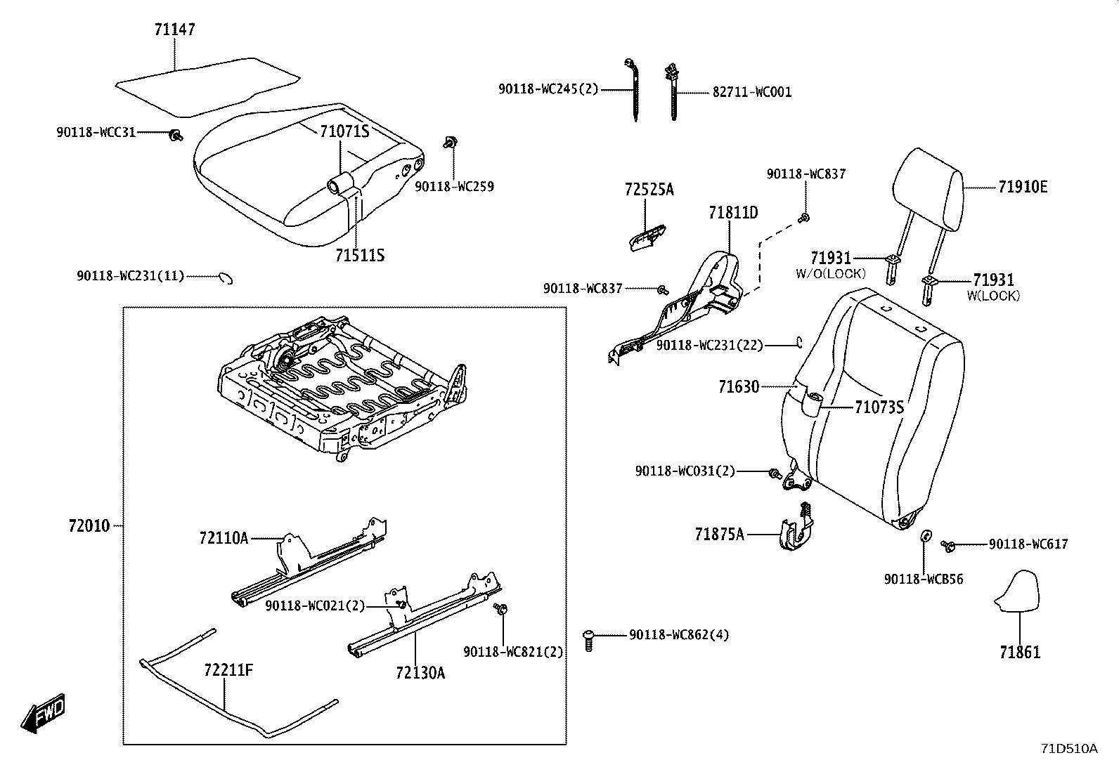 71630-WC005 SPRING ASSY, FRONT SEAT BACK, RH product image