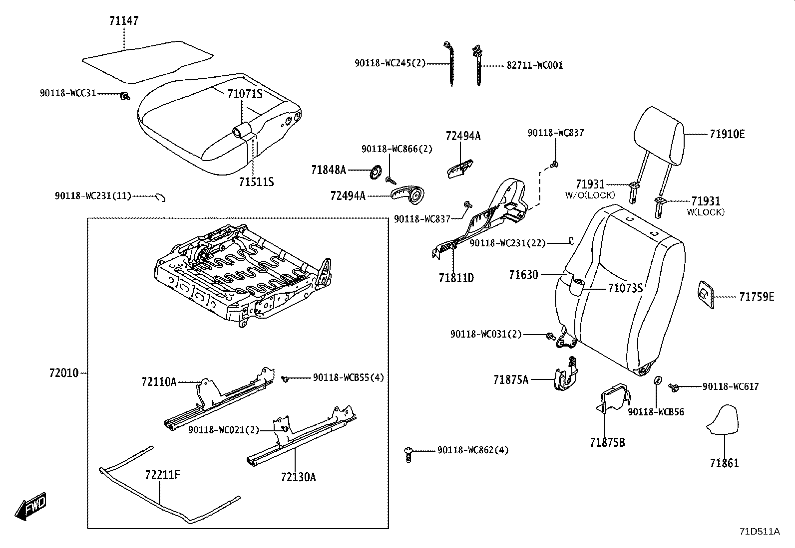 71630-WC005 SPRING ASSY, FRONT SEAT BACK, RH product image
