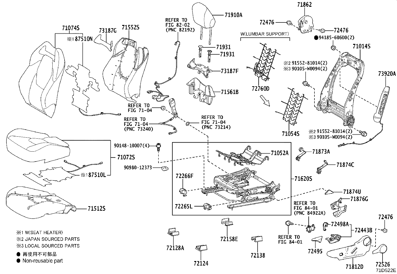 71502-02270 PAD, FRONT SEAT CUSHION, LH (FOR SEPARATE TYPE) product image