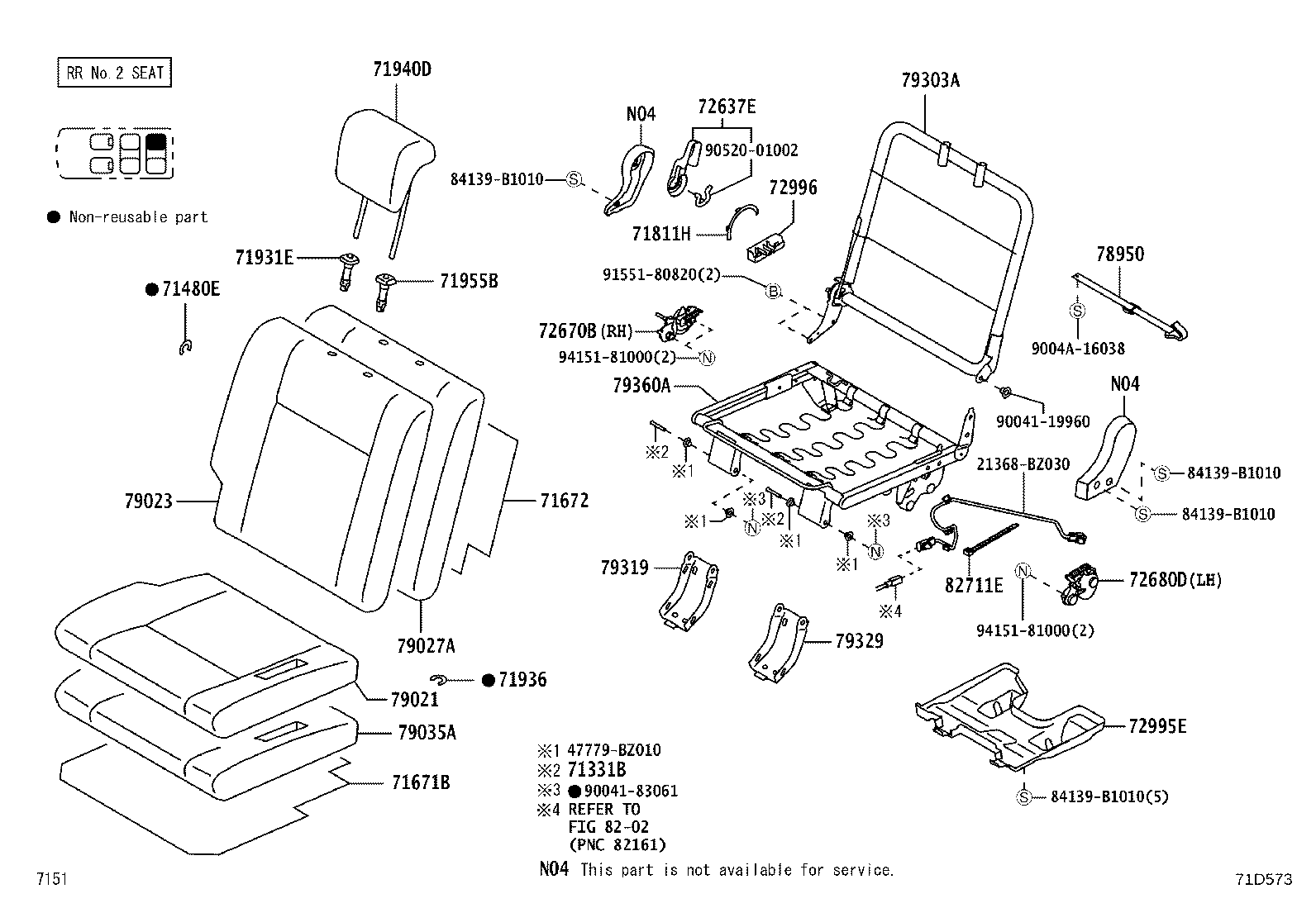 71017-BZ360 FRAME SUB-ASSY, REAR SEAT BACK, RH product image