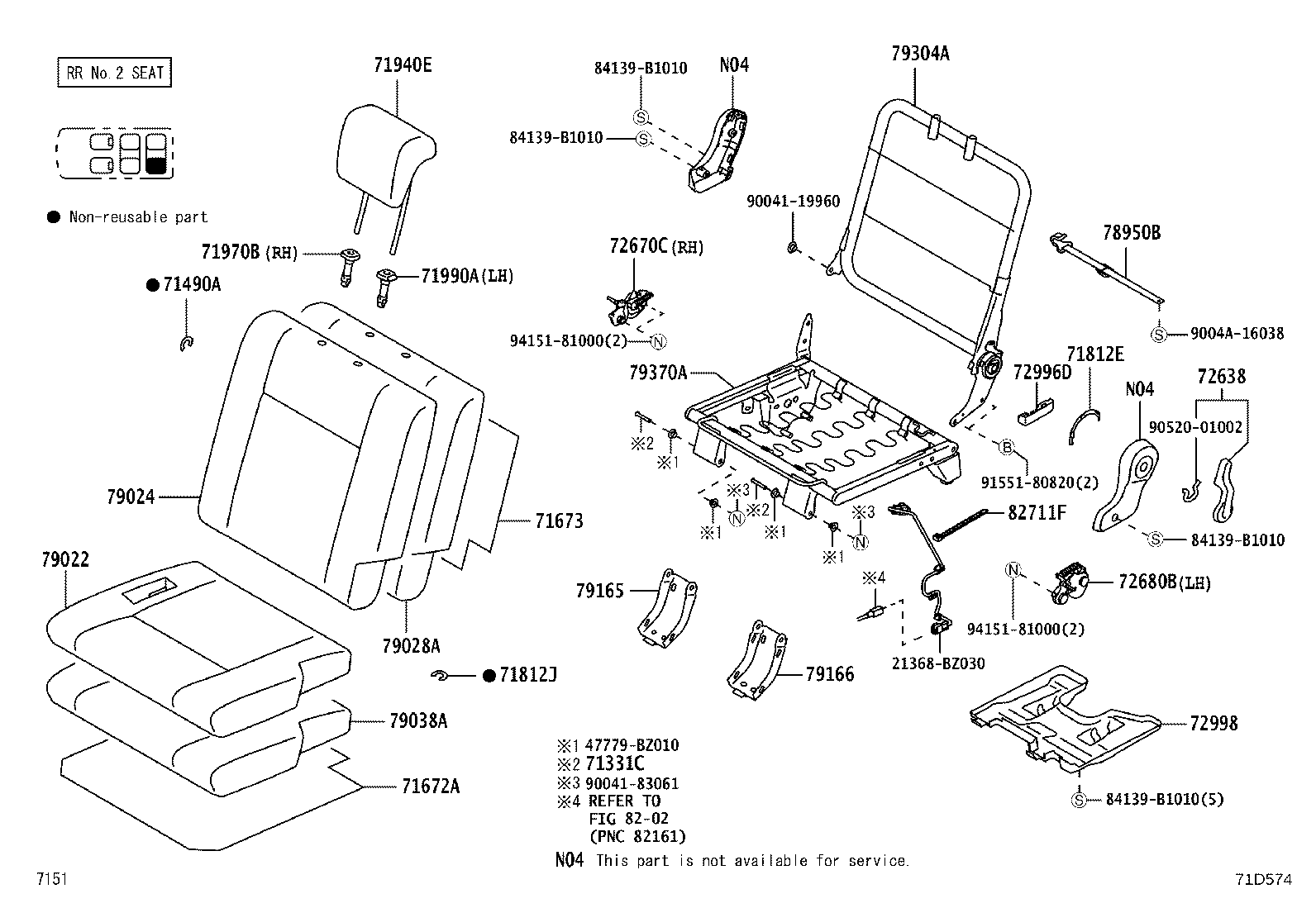 71017-BZ360 FRAME SUB-ASSY, REAR SEAT BACK, RH product image