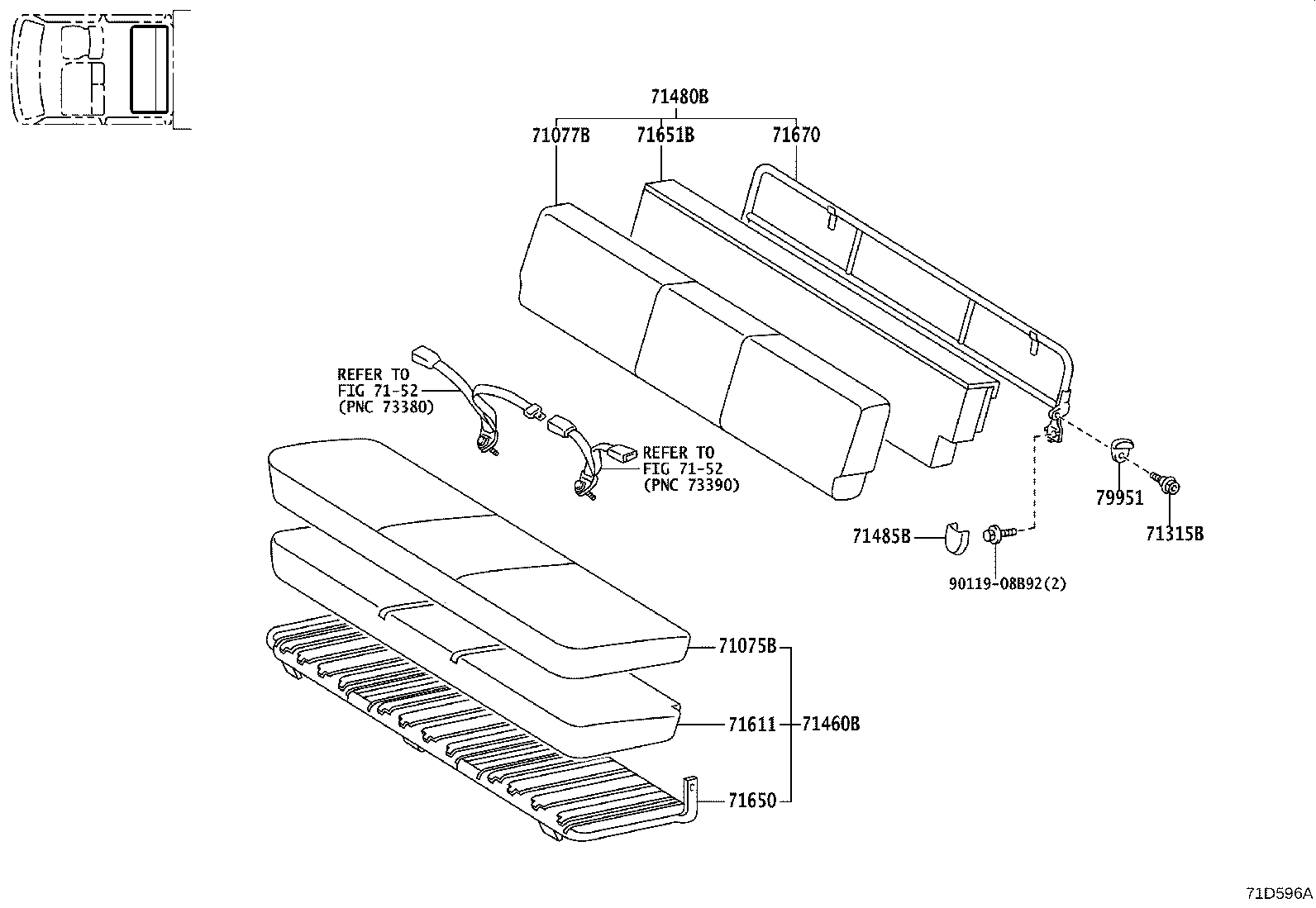71052-25042 PAD, FRONT SEAT CUSHION, LH (FOR SEPARATE TYPE) product image