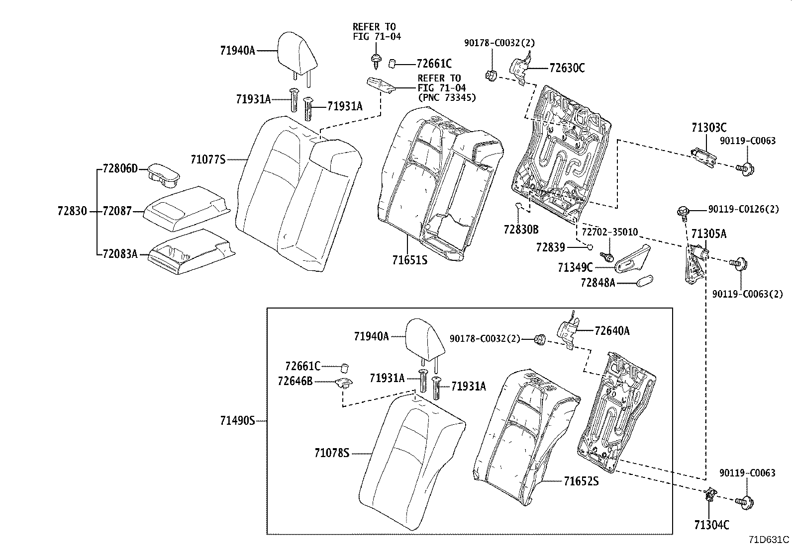 71077-0ZP91-J2 COVER, REAR SEAT BACK, RH (FOR SEPARATE TYPE) product image