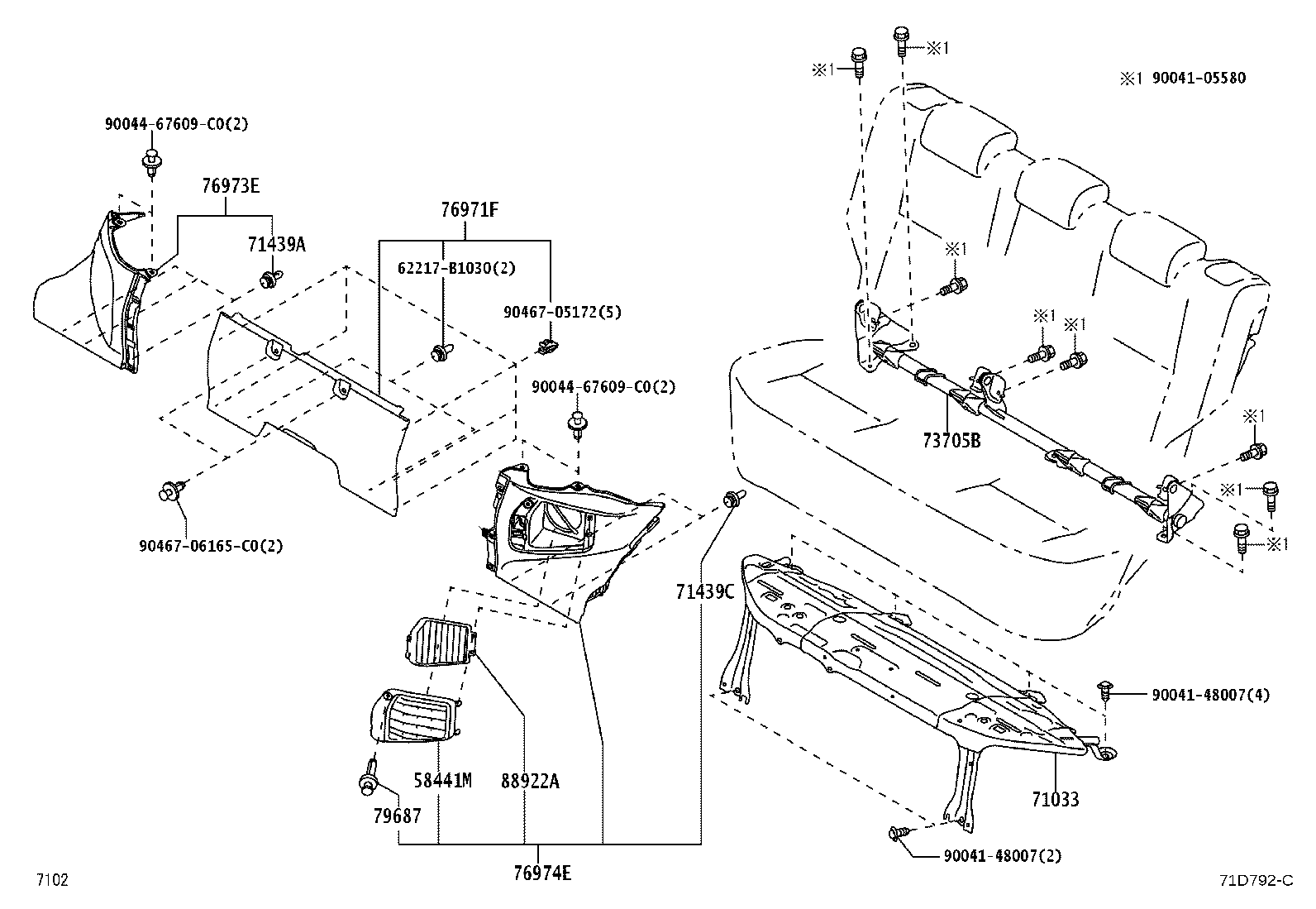 71033-B1050 LEG SUB-ASSY, REAR SEAT CUSHION product image
