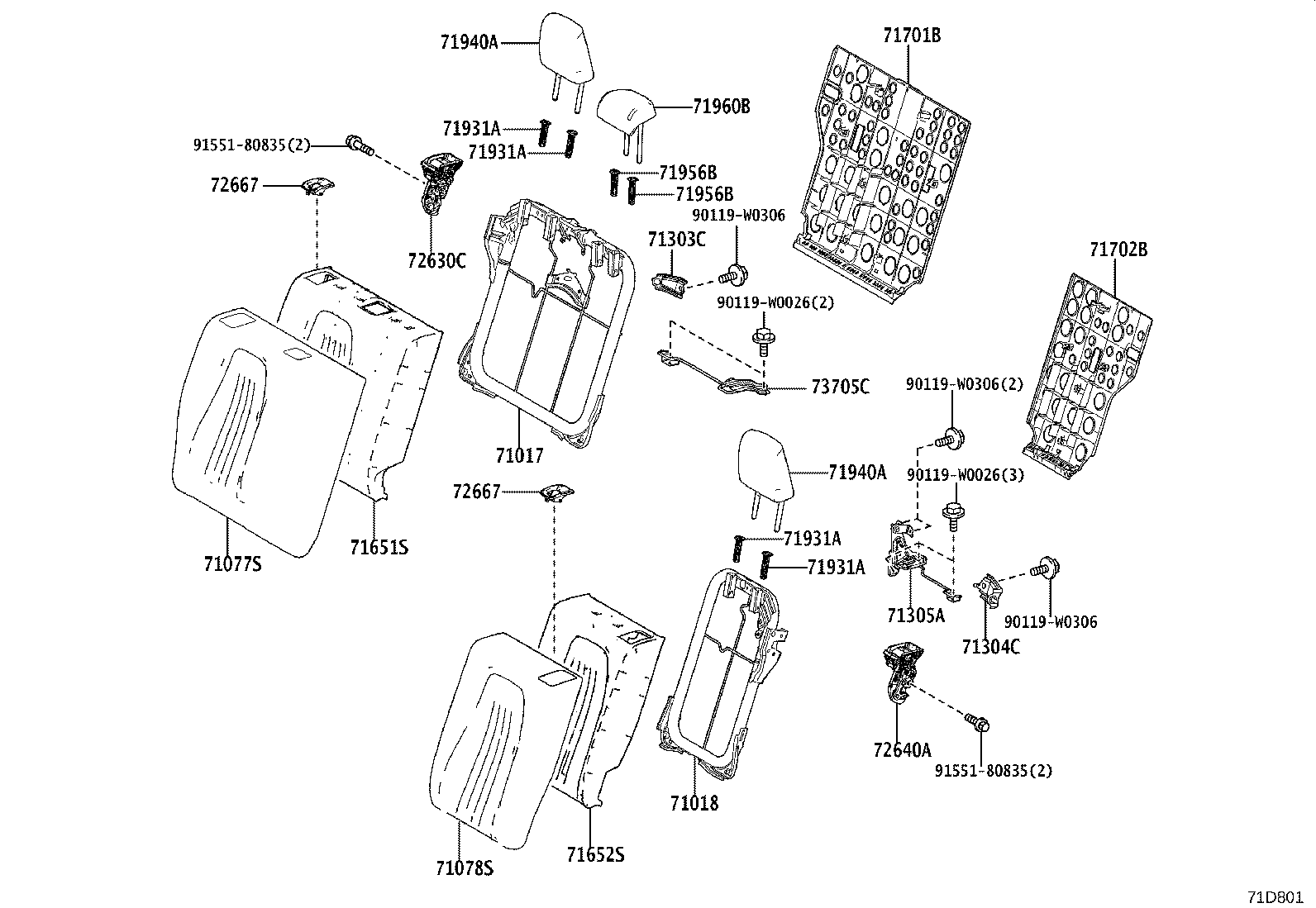 71017-0D810 FRAME SUB-ASSY, REAR SEAT BACK, RH product image