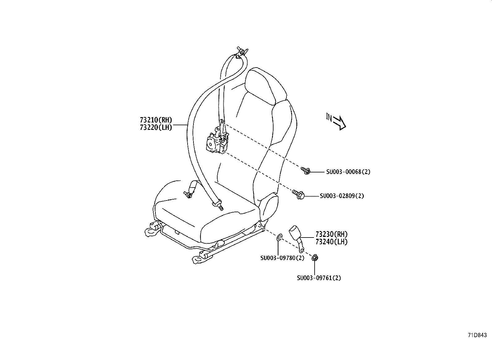 SU003-08613 BELT ASSY, REAR SEAT 3 POINT TYPE, OUTER RH product image