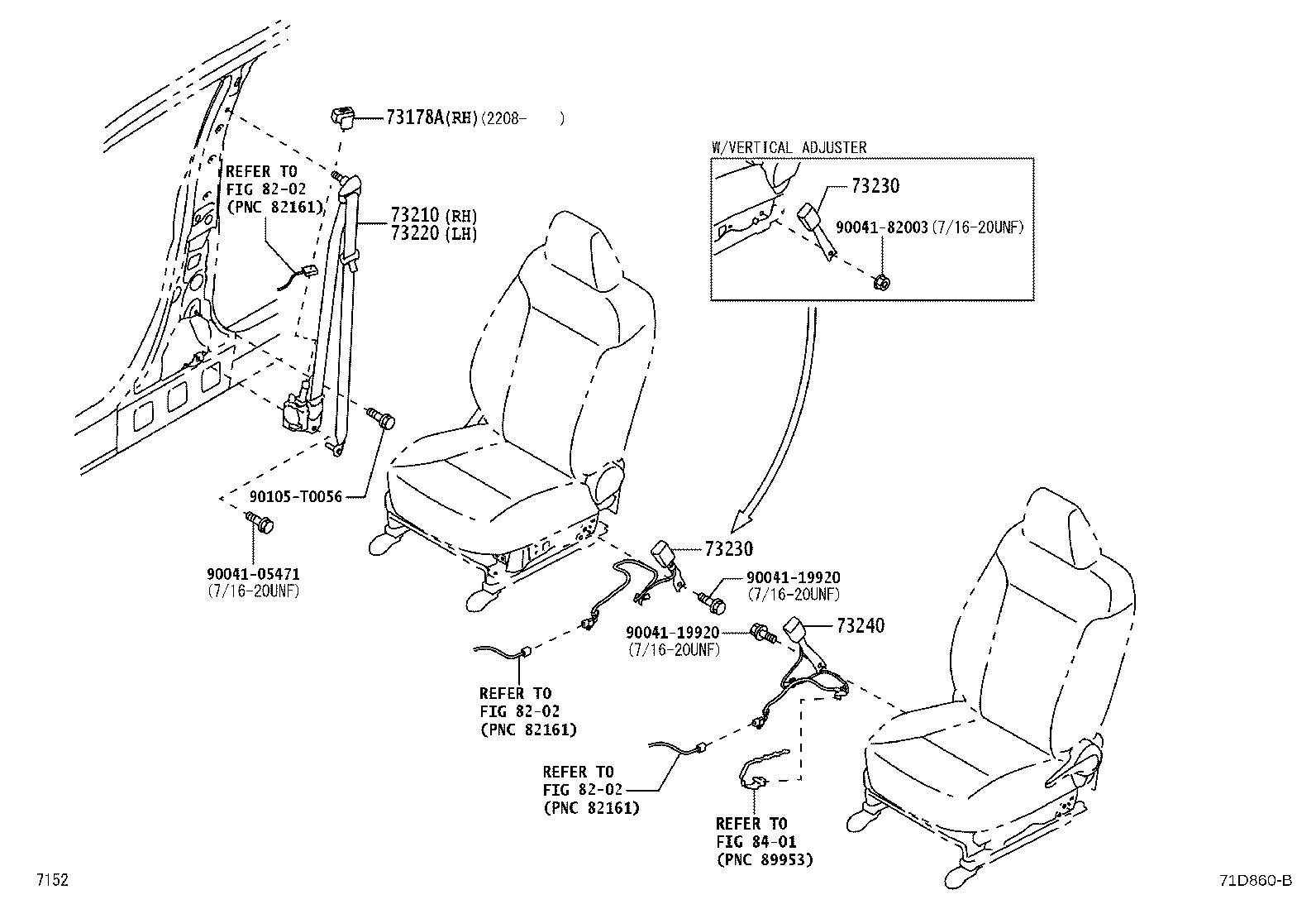 Toyota 73230-BZB70-C0 BELT ASSY, FRONT SEAT INNER, RH