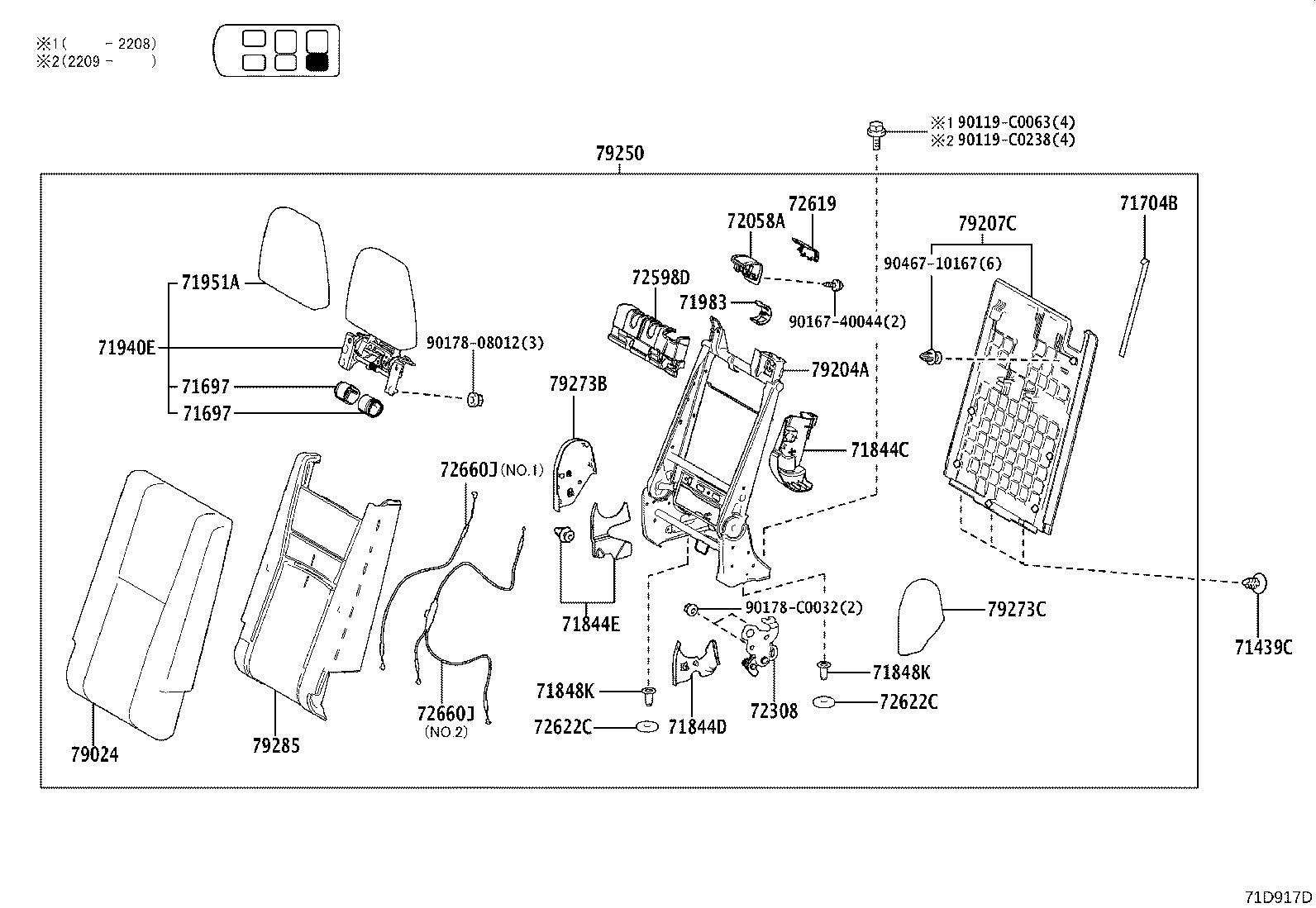 71017-0E230 FRAME SUB-ASSY, REAR SEAT BACK, RH product image