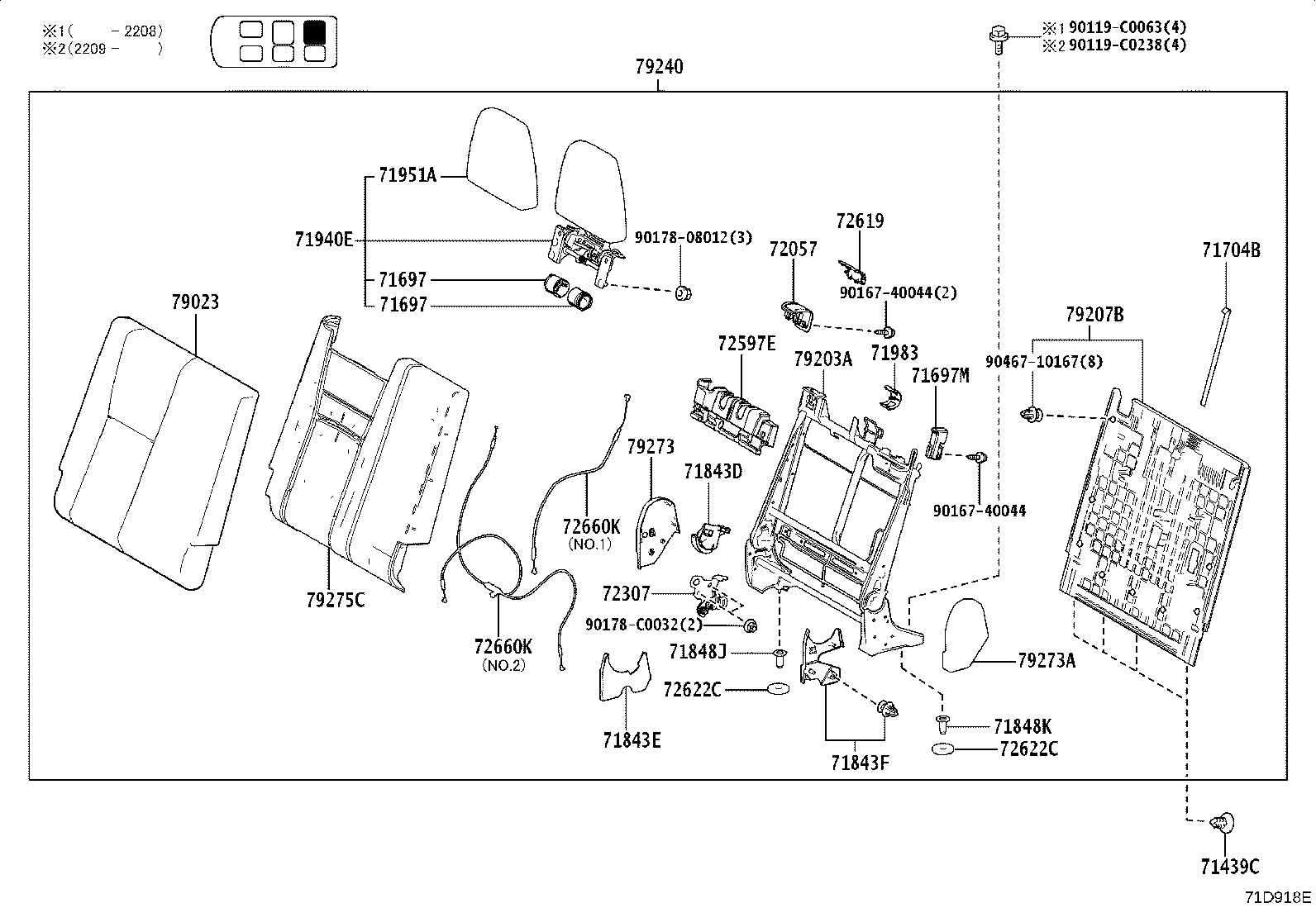 71017-0E230 FRAME SUB-ASSY, REAR SEAT BACK, RH product image