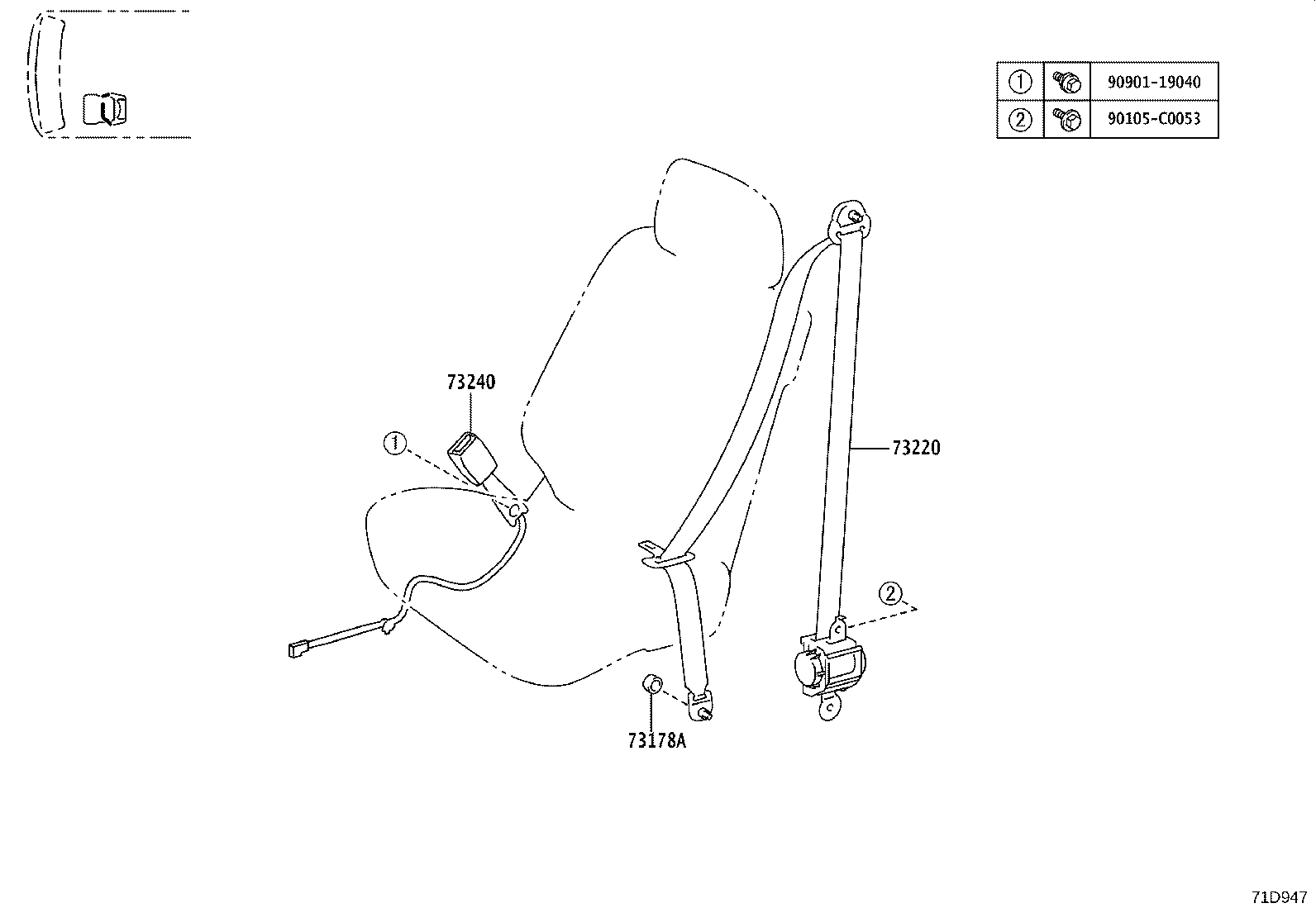 73210-0S031 BELT ASSY, FRONT SEAT OUTER, LH product image