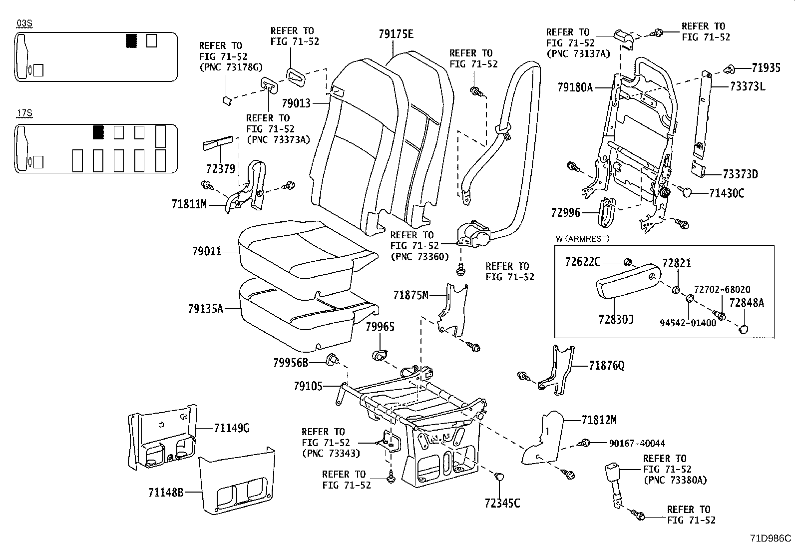 71502-0S040 PAD, FRONT SEAT CUSHION, LH (FOR SEPARATE TYPE) product image
