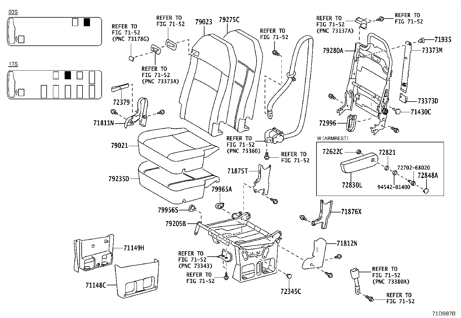 71502-0S040 PAD, FRONT SEAT CUSHION, LH (FOR SEPARATE TYPE) product image