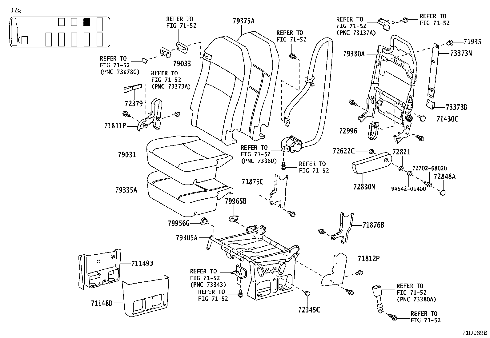 71502-0S040 PAD, FRONT SEAT CUSHION, LH (FOR SEPARATE TYPE) product image