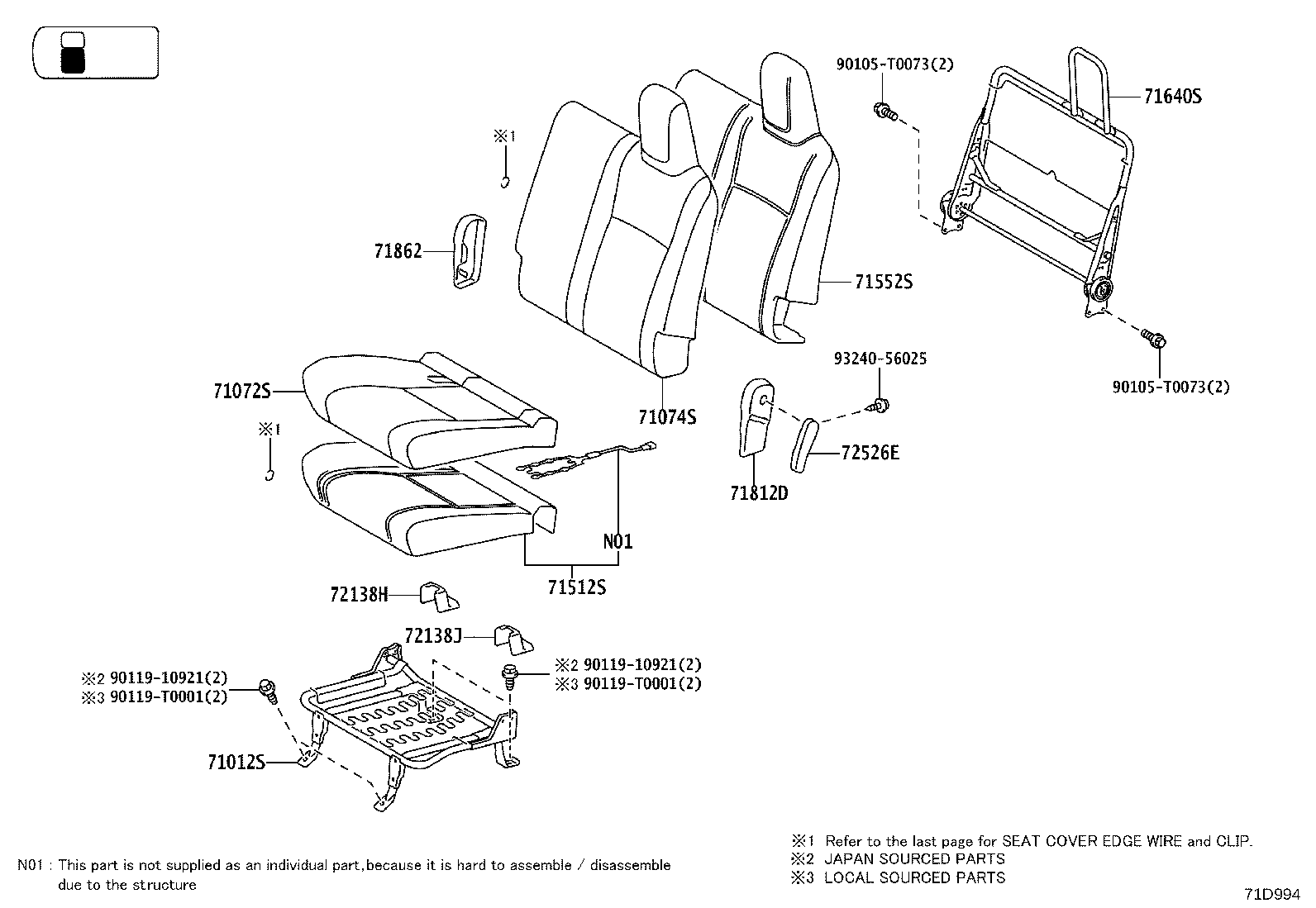 71502-YP030 PAD, FRONT SEAT CUSHION, LH (FOR SEPARATE TYPE) product image