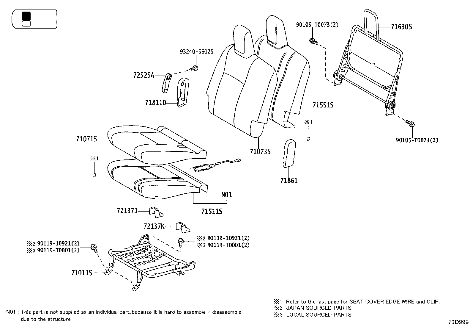 71502-YP030 PAD, FRONT SEAT CUSHION, LH (FOR SEPARATE TYPE) product image