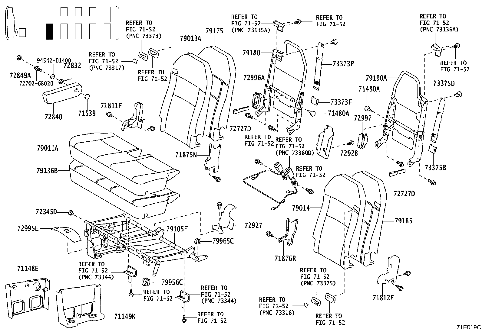71502-0S040 PAD, FRONT SEAT CUSHION, LH (FOR SEPARATE TYPE) product image