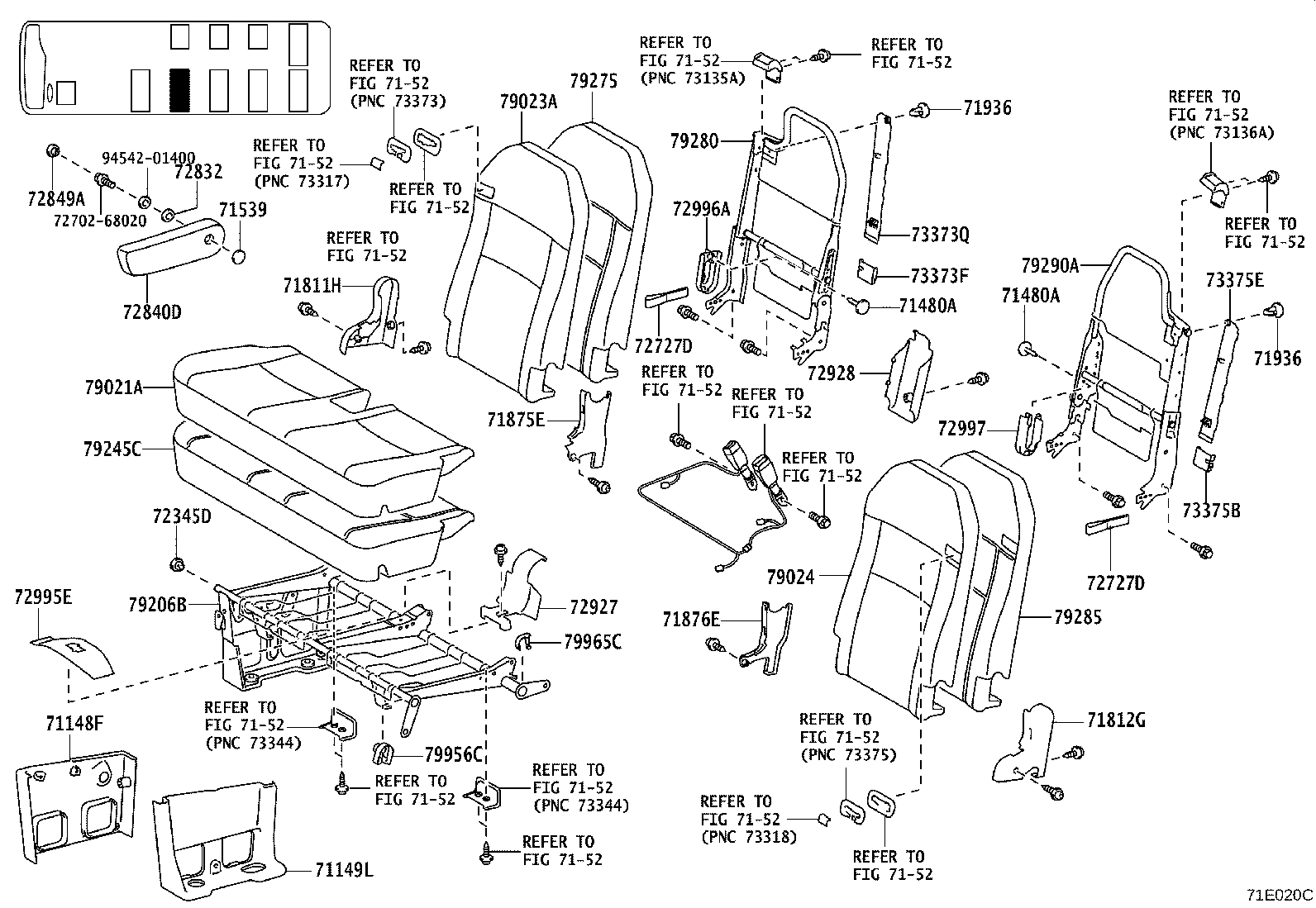 71502-0S040 PAD, FRONT SEAT CUSHION, LH (FOR SEPARATE TYPE) product image