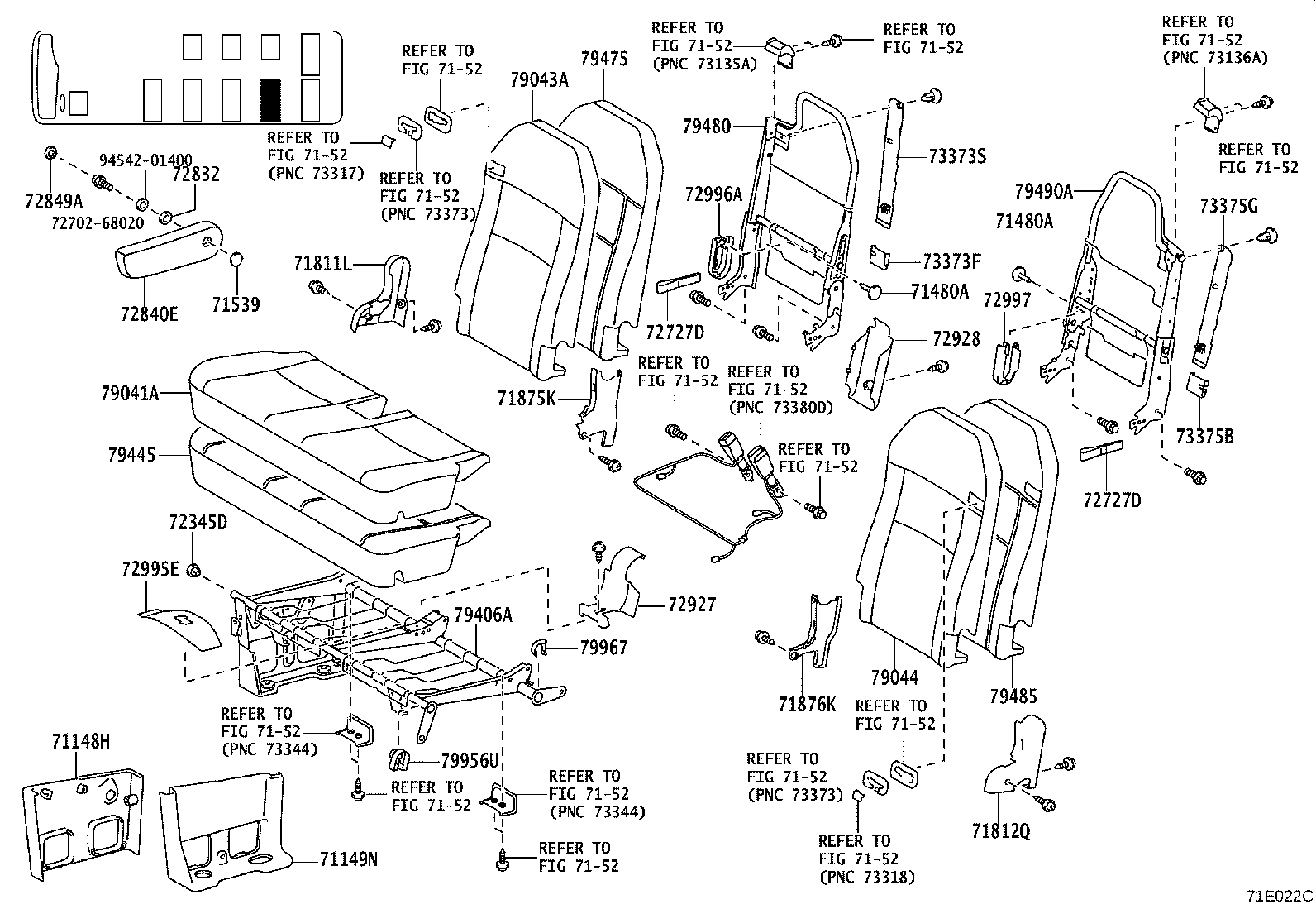 71502-0S040 PAD, FRONT SEAT CUSHION, LH (FOR SEPARATE TYPE) product image