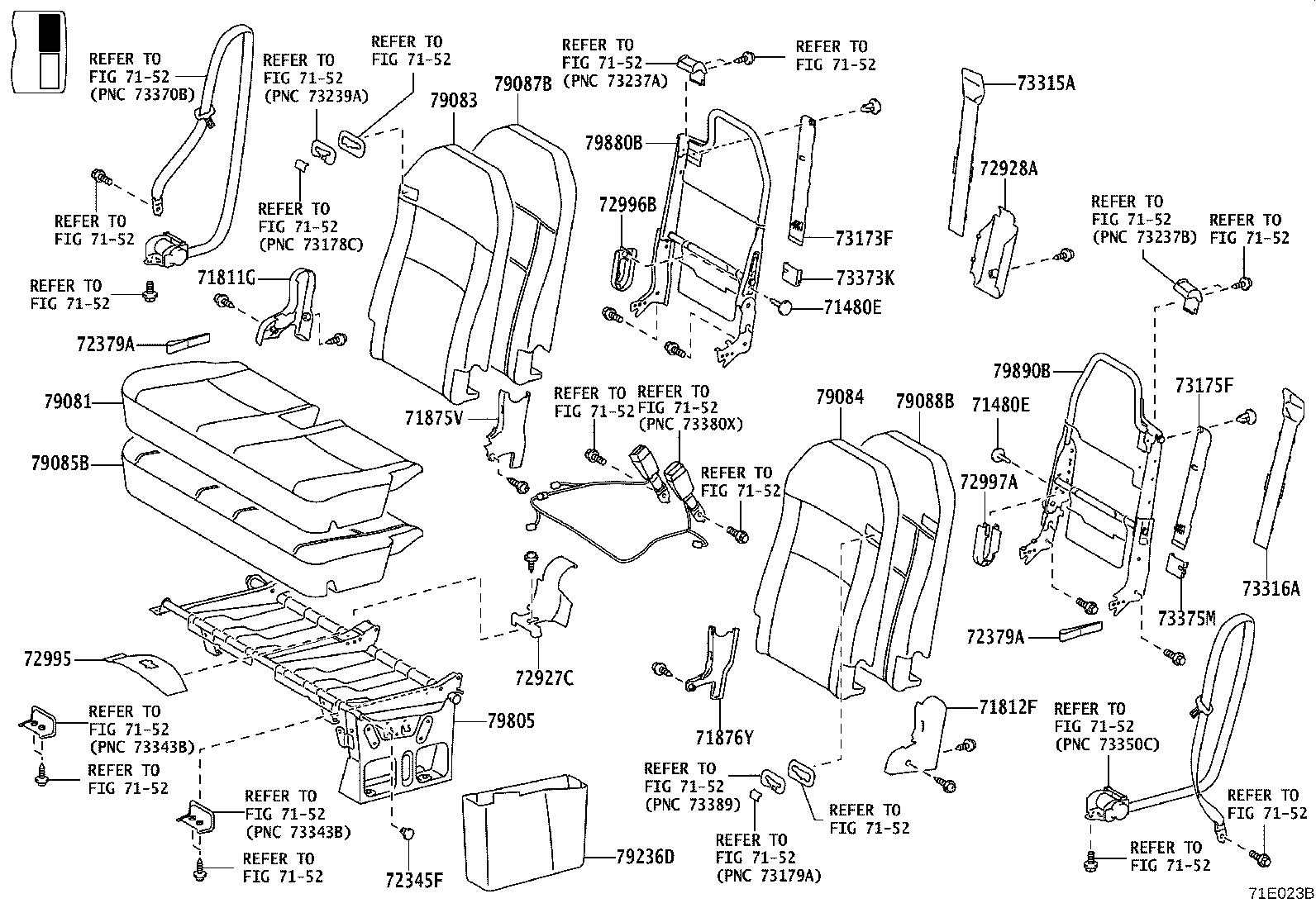 71502-0S040 PAD, FRONT SEAT CUSHION, LH (FOR SEPARATE TYPE) product image