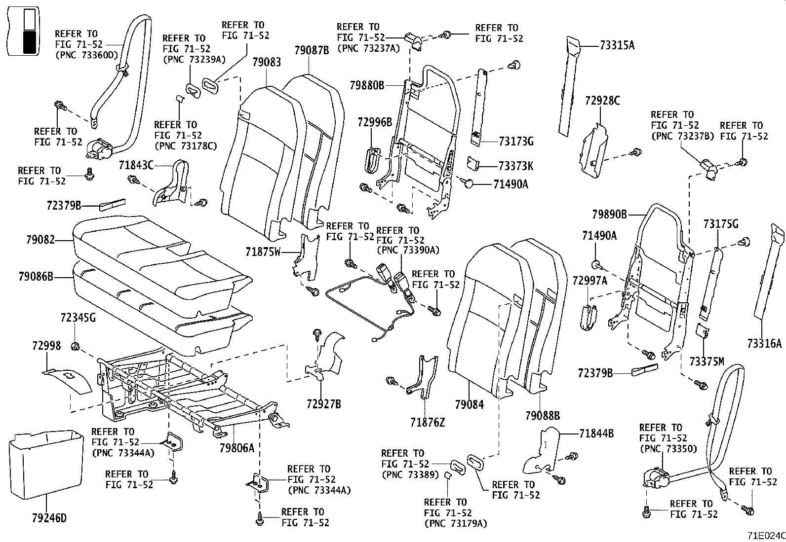 71502-0S040 PAD, FRONT SEAT CUSHION, LH (FOR SEPARATE TYPE) product image