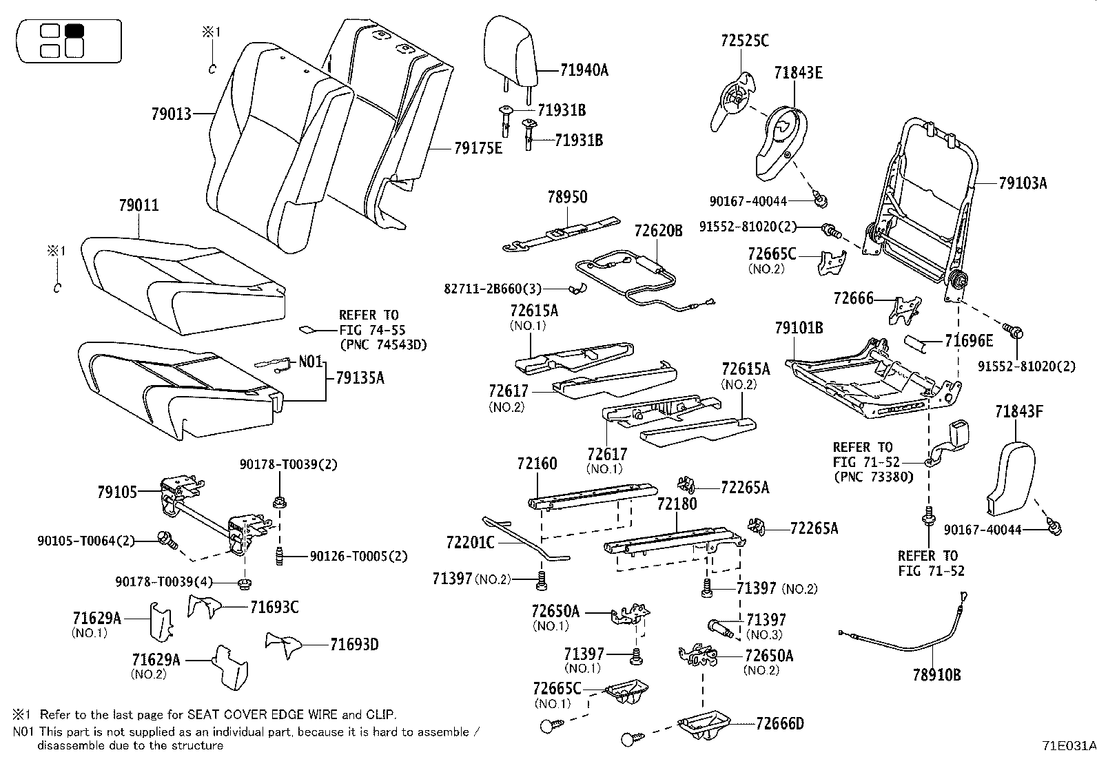 71501-YP030 PAD, FRONT SEAT CUSHION, RH(FOR SEPARATE TYPE) product image