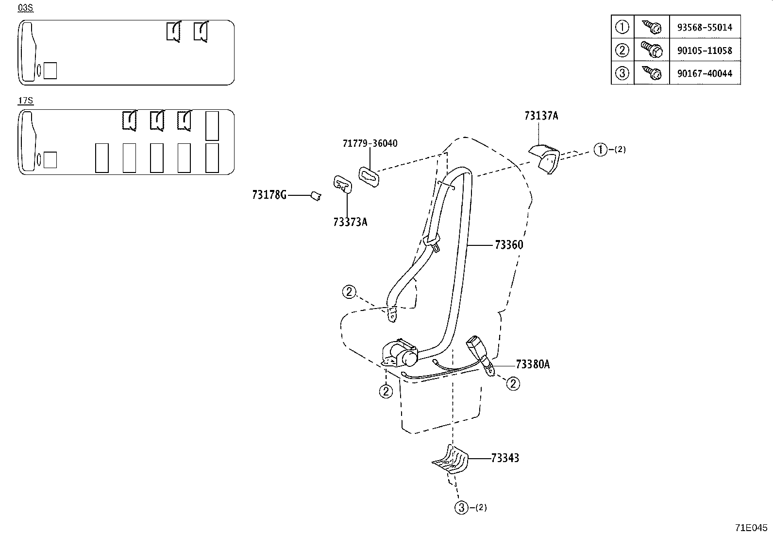 73210-0S031 BELT ASSY, FRONT SEAT OUTER, LH product image