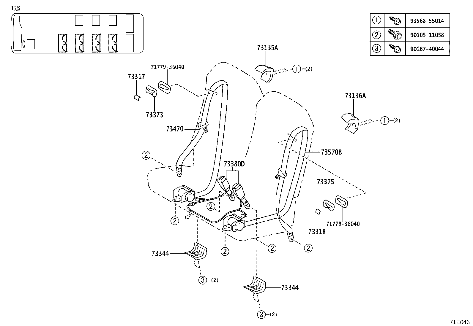 73210-0S031 BELT ASSY, FRONT SEAT OUTER, LH product image