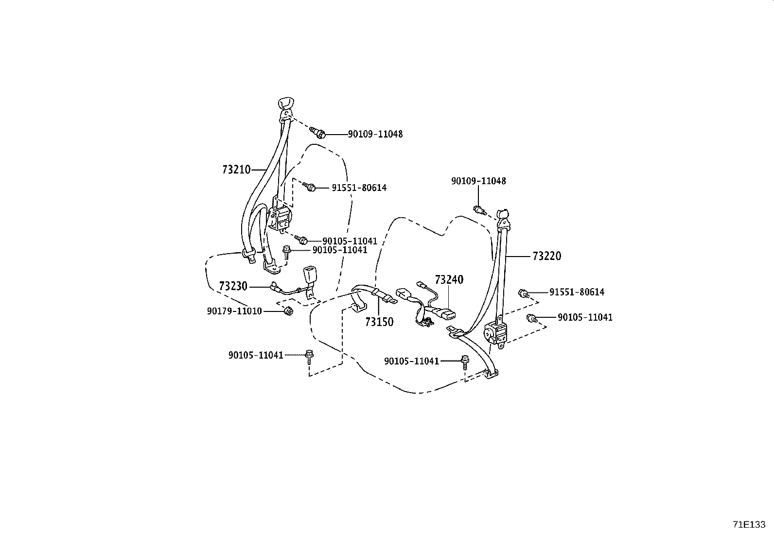 73230-37490-B0 BELT ASSY, FRONT SEAT INNER, LH product image
