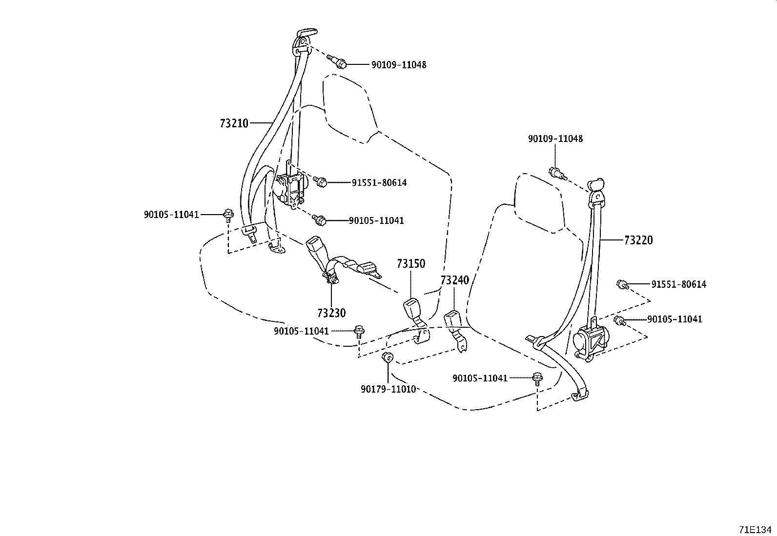 73230-37490-B0 BELT ASSY, FRONT SEAT INNER, LH product image