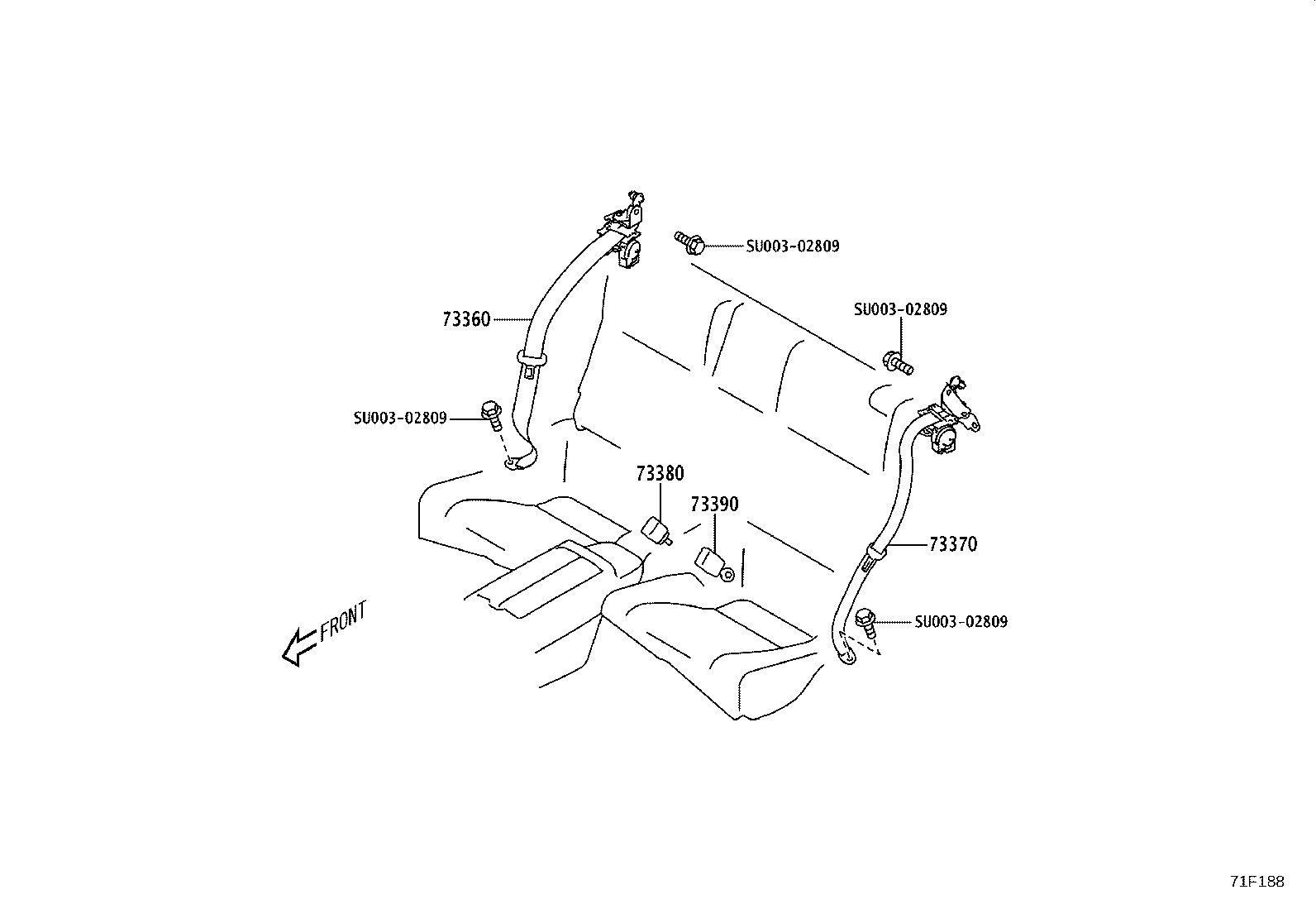 SU003-08613 BELT ASSY, REAR SEAT 3 POINT TYPE, OUTER RH product image